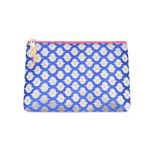 BLUE FLOWER CLUTCH BAG