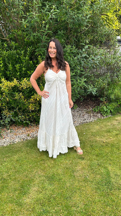 Gold Lurex Tie Front Dress