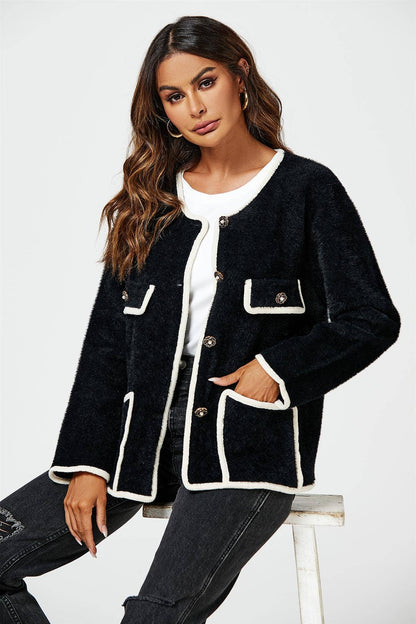 Relaxed Boucle Jacket In Black: Black / OneSize