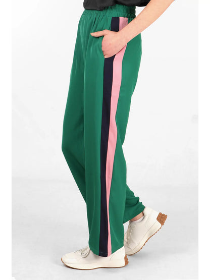 Double Stripe Elasticated Waist Wide Leg Trousers